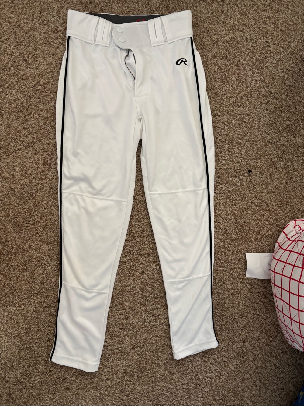 Rawlings White jogger Baseball Pants with Black Piping